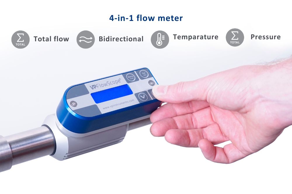 In line flow meter guide for efficient compressed air
